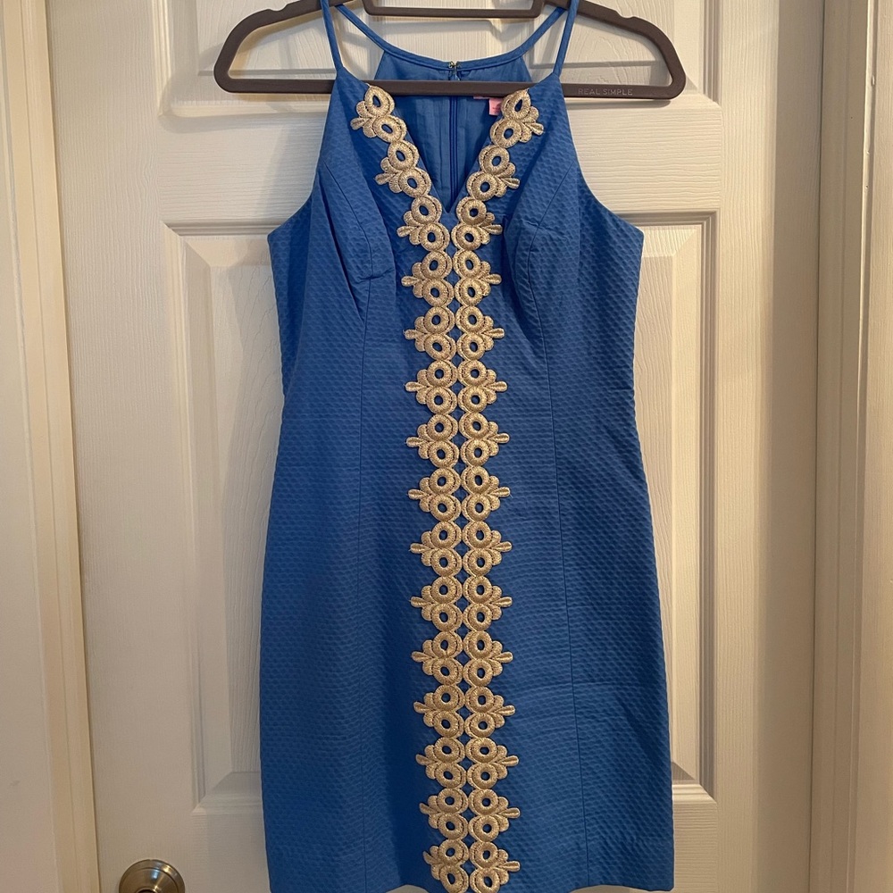 Lilly Pulitzer - Blue Embroidered Shift Dress